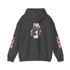 Sweat à capuche pour Femme rose « LOVE » style anime girl