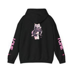 Sweat à capuche pour Femme rose « LOVE » style anime girl
