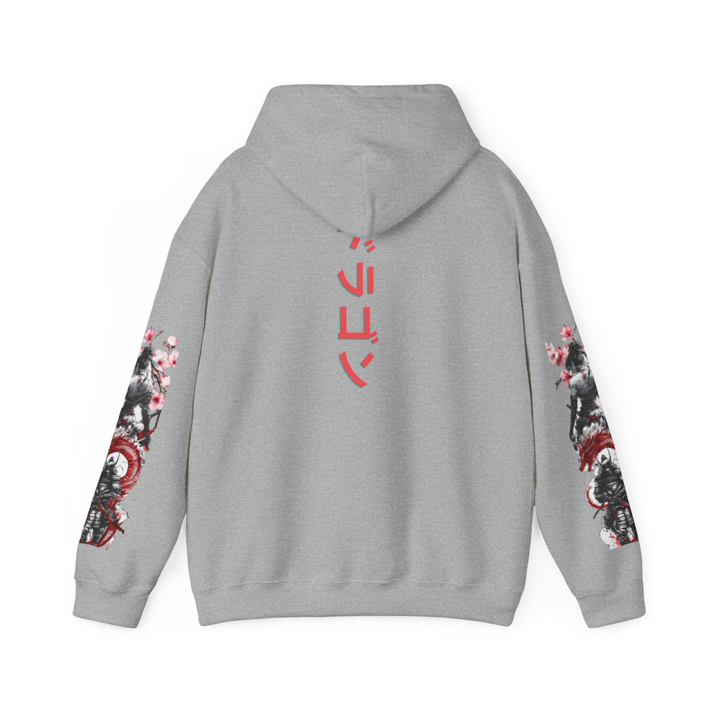 Sweat à capuche Unisexe -  japonais à manches dragon avec kanji de fleur de cerisier