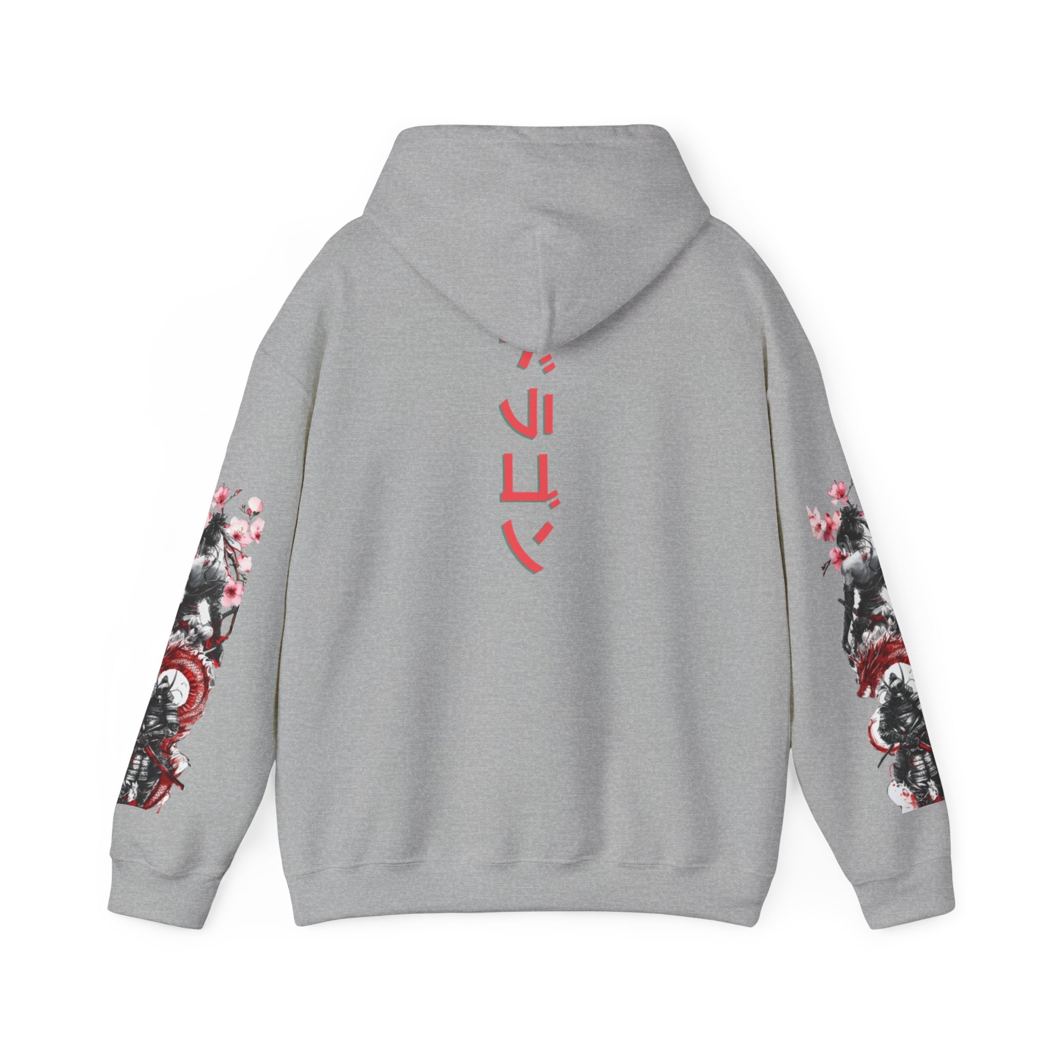 Sweat à capuche Unisexe -  japonais à manches dragon avec kanji de fleur de cerisier