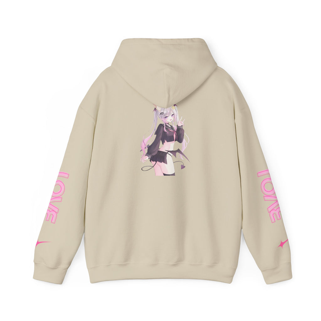 Sweat à capuche pour Femme rose « LOVE » style anime girl