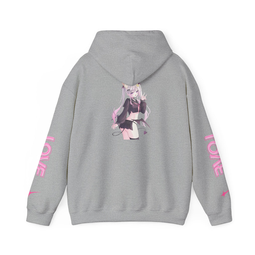 Sweat à capuche pour Femme rose « LOVE » style anime girl