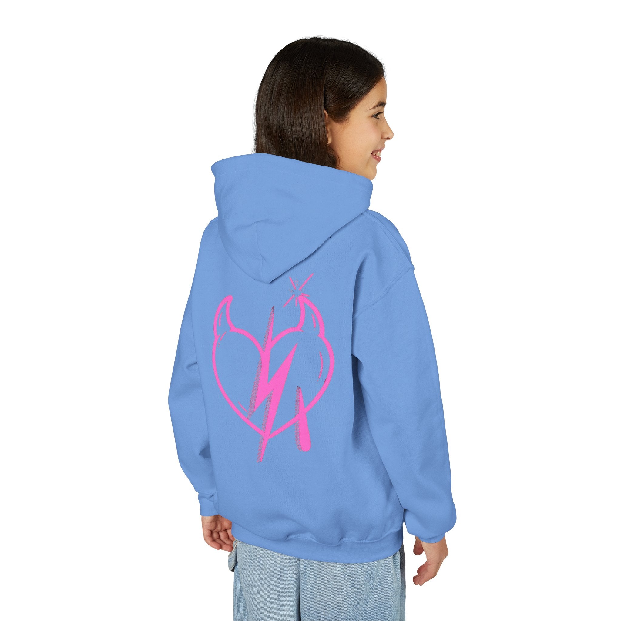 Sweat à capuche pour fille Motif cœur éclair rose