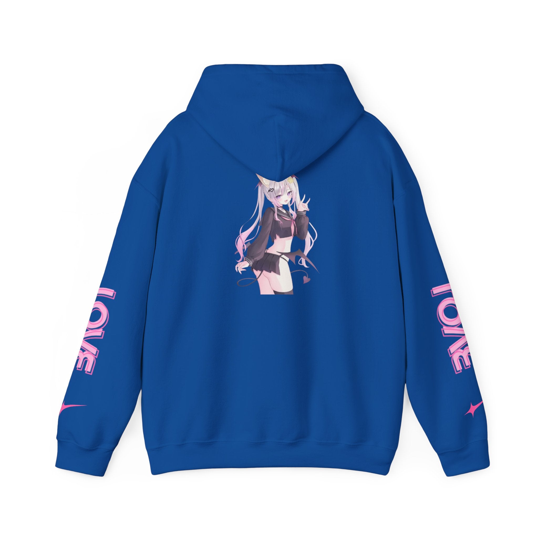 Sweat à capuche pour Femme rose « LOVE » style anime girl