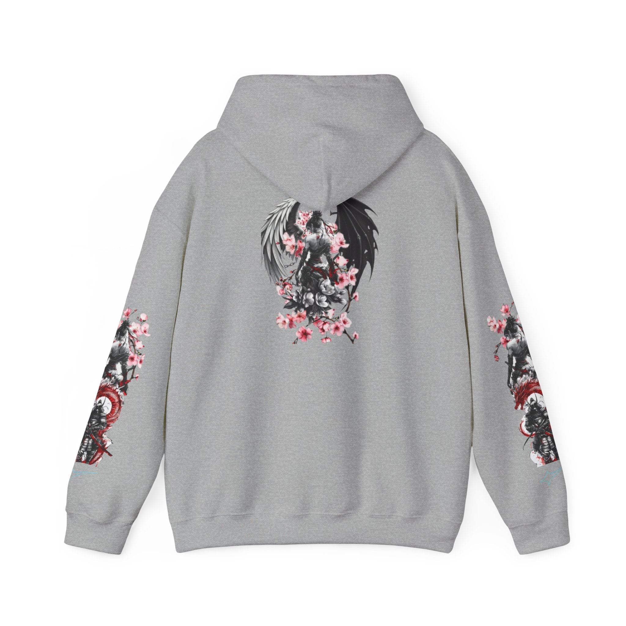 Sweat à capuche Unisexe - Crâne Ange et Démon — Sweat-shirt à motif Fleurs de Cerisier Gothiques