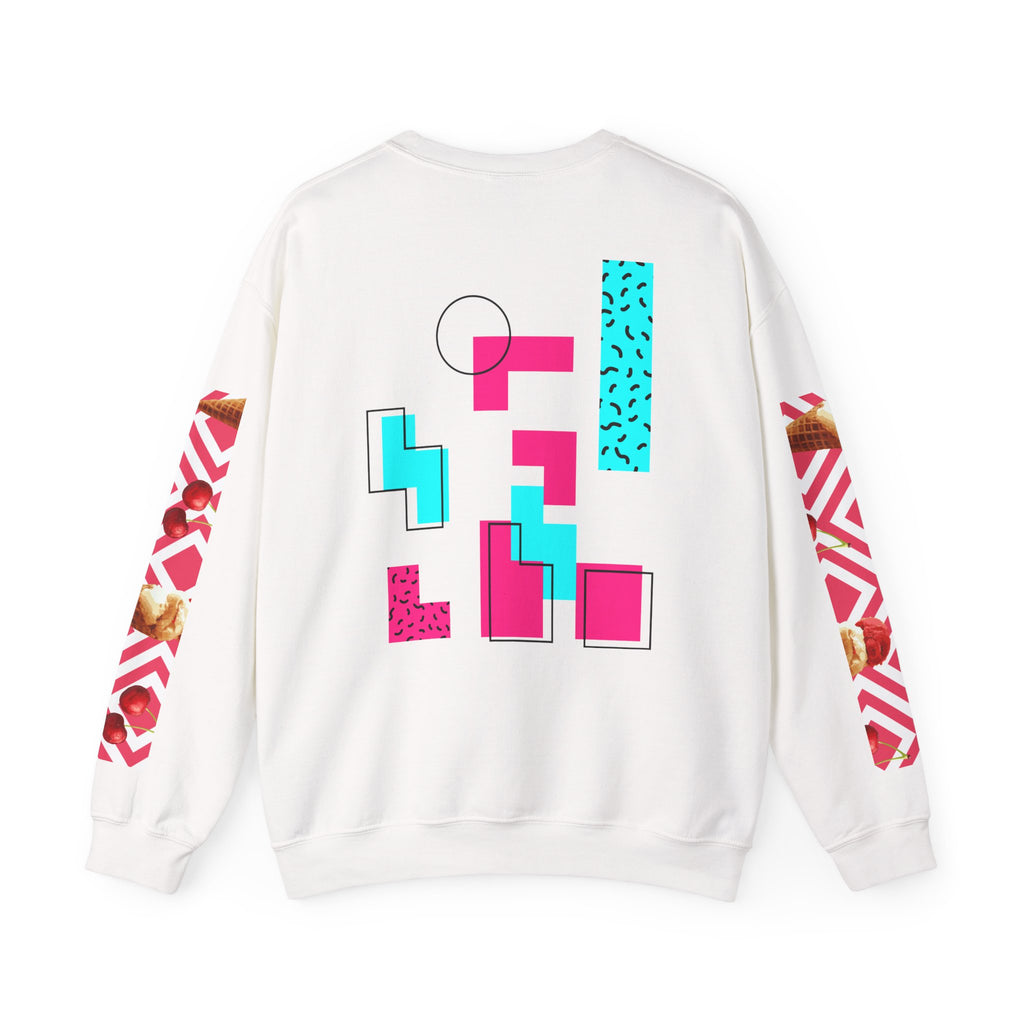 Retro Geometric Crewneck Sweatshirt — 80s Memphis Pattern Pullover