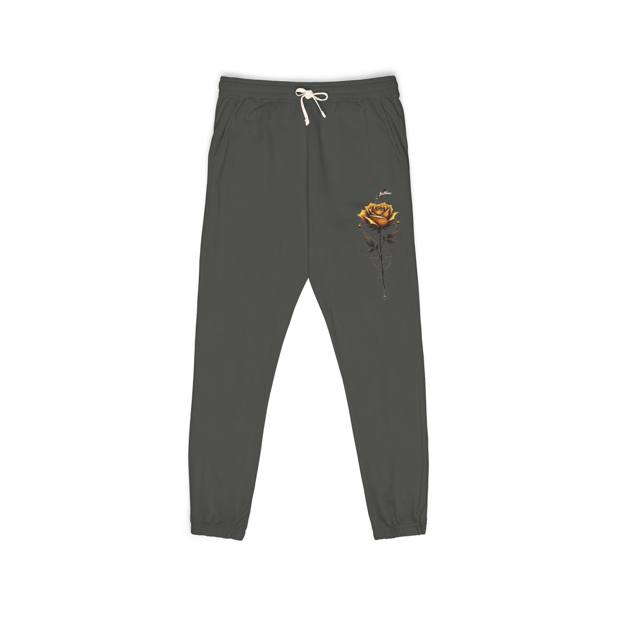 Rose Dagger Sweatpants — Garment-Dyed Fleece Joggers with Floral Skull Graphic