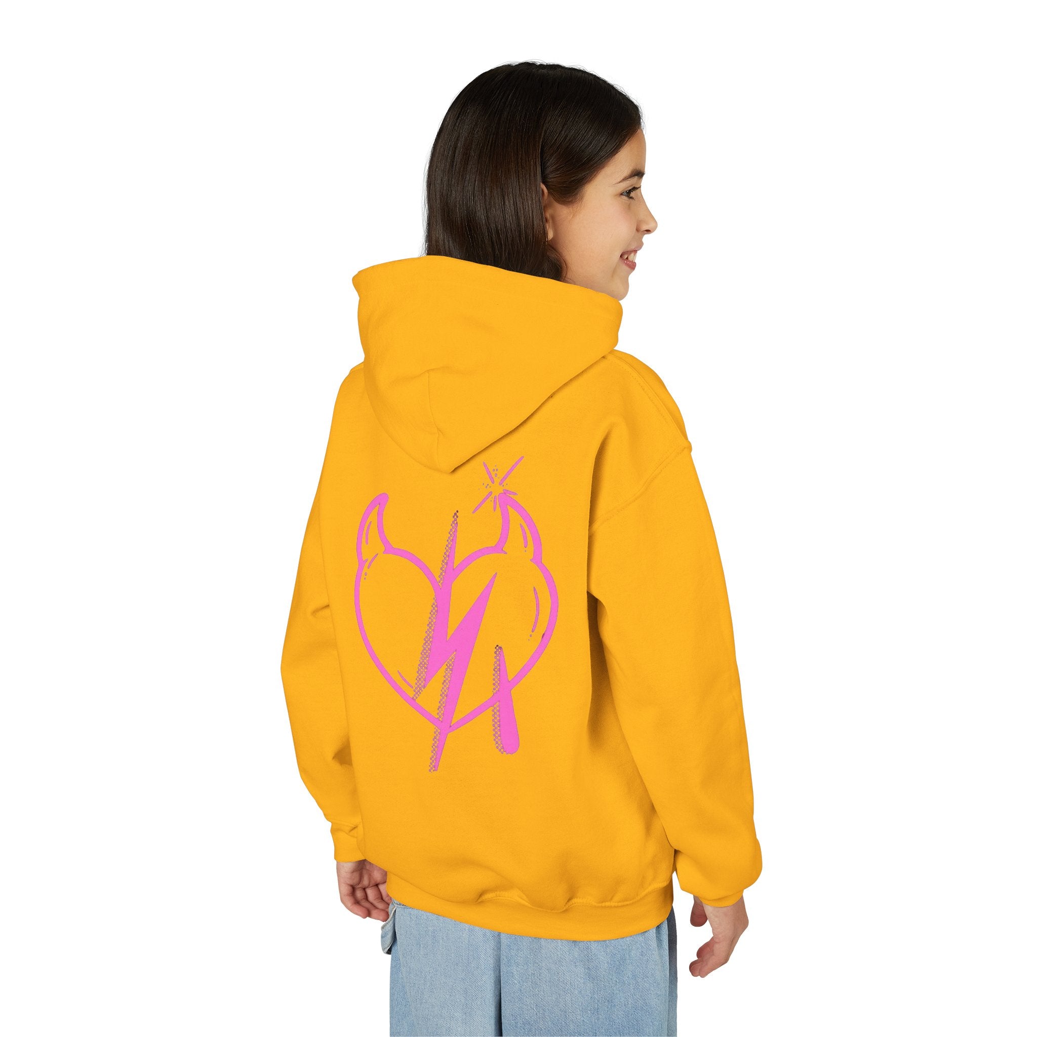 Sweat à capuche pour fille Motif cœur éclair rose