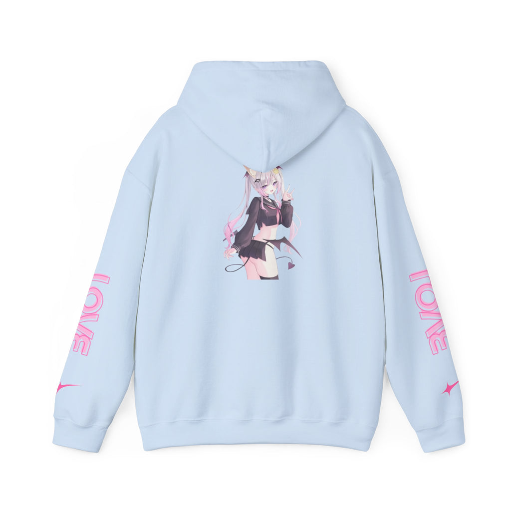 Sweat à capuche pour Femme rose « LOVE » style anime girl