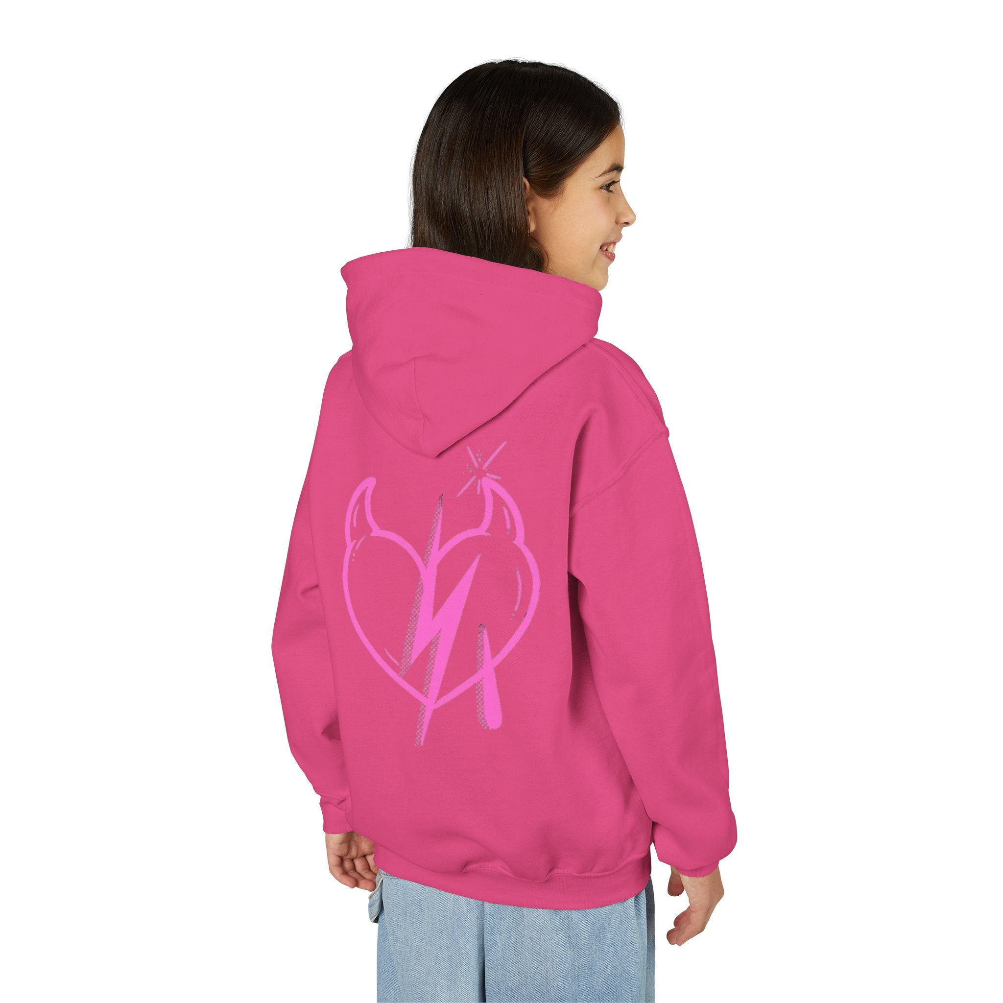 Sweat à capuche pour fille Motif cœur éclair rose